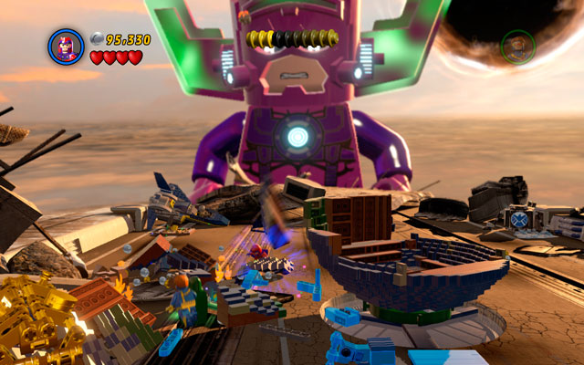 On the last wing choose Magneto to move metal elements to the central part of the location - The Good, the Bad and the Hungry | Walkthrough - Walkthrough - LEGO Marvel Super Heroes Game Guide & Walkthrough