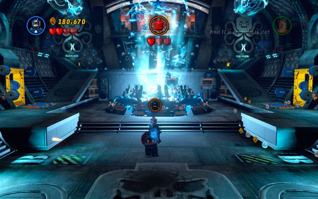 Third stage of the fight looks very similar - the only difference is a reversal of the sides of the arena - Red Skull | Boss fights - Boss fights - LEGO Marvel Super Heroes Game Guide & Walkthrough