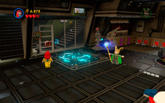 After the beginning of the mission choose any flying character and fly to the right part of the location - Rebooted, Resuited | Minikit Sets - Minikit Sets - LEGO Marvel Super Heroes Game Guide & Walkthrough