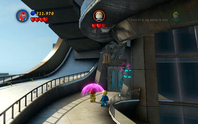 During the same fight turn left, approaching to the locked door - Rebooted, Resuited | Minikit Sets - Minikit Sets - LEGO Marvel Super Heroes Game Guide & Walkthrough