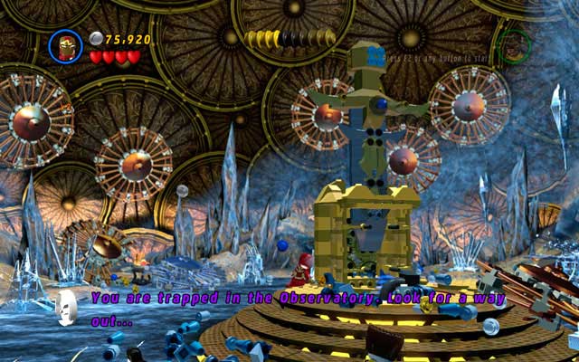 Second minikit is hidden behind the huge sword in the central part of observatory - Bifrosty Reception | Minikit Sets - Minikit Sets - LEGO Marvel Super Heroes Game Guide & Walkthrough