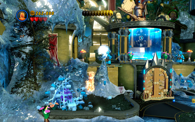 The last target is standing on the left from the same gate - Bifrosty Reception | Minikit Sets - Minikit Sets - LEGO Marvel Super Heroes Game Guide & Walkthrough