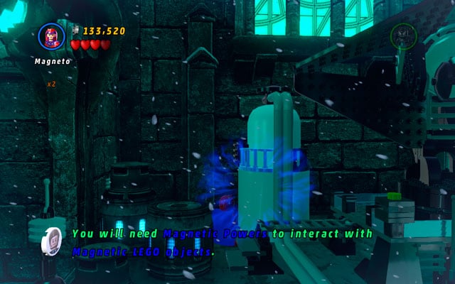 Turn back and use Magneto magnetic skills to manipulate a metal element of the lightning machine - Doctor in the House | Minikit Sets - Minikit Sets - LEGO Marvel Super Heroes Game Guide & Walkthrough
