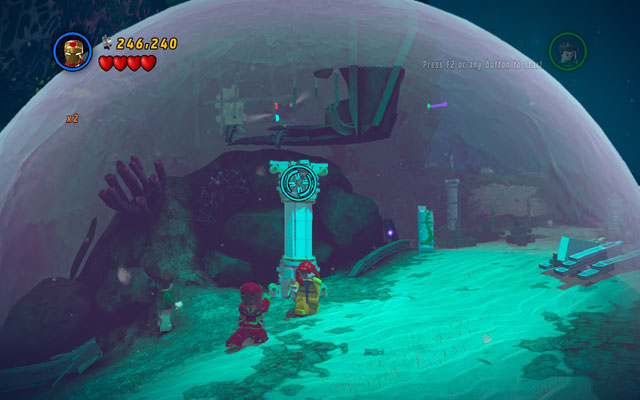 Turn back and destroy a column standing on the right side of the ancient gate (destroyed some time ago) - That Sinking Feeling | Minikit Sets - Minikit Sets - LEGO Marvel Super Heroes Game Guide & Walkthrough