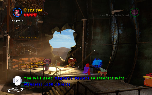 In the interior of the Statue of Liberty choose Magneto and approach to the metal container on the left - Taking Liberties | Minikit Sets - Minikit Sets - LEGO Marvel Super Heroes Game Guide & Walkthrough