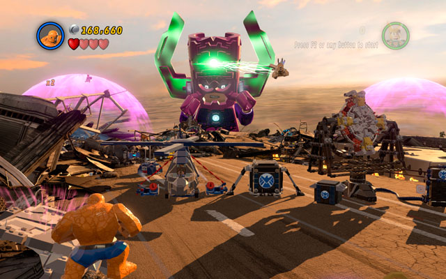 On the third wing choose a big character and destroy a pile of junk located on the left - The Good, the Bad and the Hungry | Minikit Sets - Minikit Sets - LEGO Marvel Super Heroes Game Guide & Walkthrough