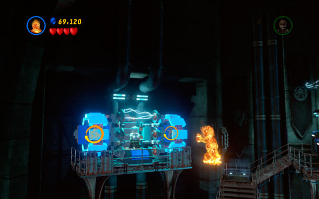 Enter to the factory part of the building (where you have met Human Torch for the first time) and fly up, heading to the upper-left corner of the room - The Main Campaign | Stan Lee in Peril - Stan Lee in Peril - LEGO Marvel Super Heroes Game Guide & Walkthrough