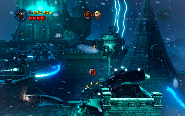 In the location, on which you must save Human Torch and Nick Fury, go to the right part of the castle, so you can see a cannon - The Main Campaign | Stan Lee in Peril - Stan Lee in Peril - LEGO Marvel Super Heroes Game Guide & Walkthrough