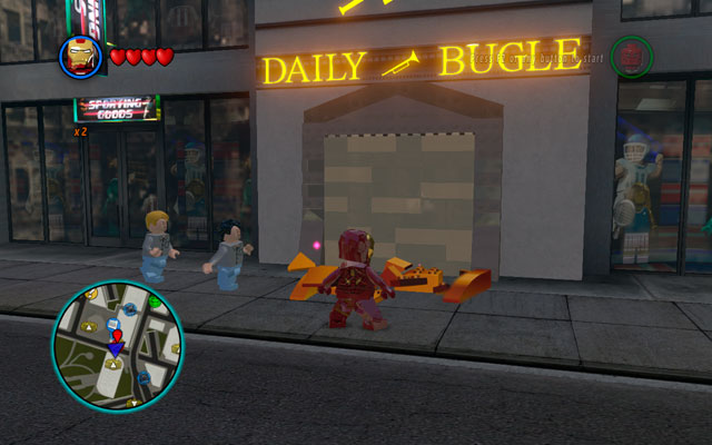 First bonus mission begins after entering to the Daily Bugle building - Tabloid Tidy Up | Maps - Maps - LEGO Marvel Super Heroes Game Guide & Walkthrough
