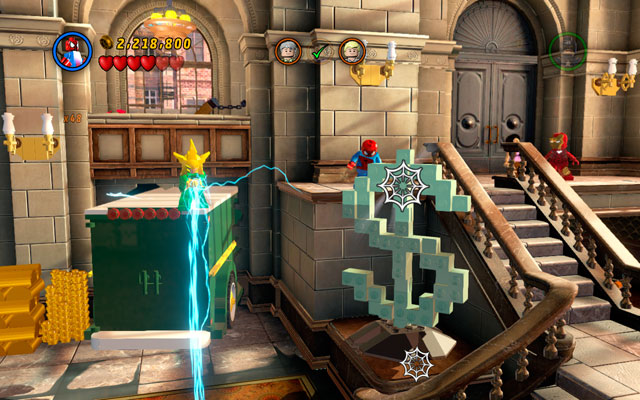 Now you must build a path for the third worker - A Shock Withdrawal | Maps - Maps - LEGO Marvel Super Heroes Game Guide & Walkthrough