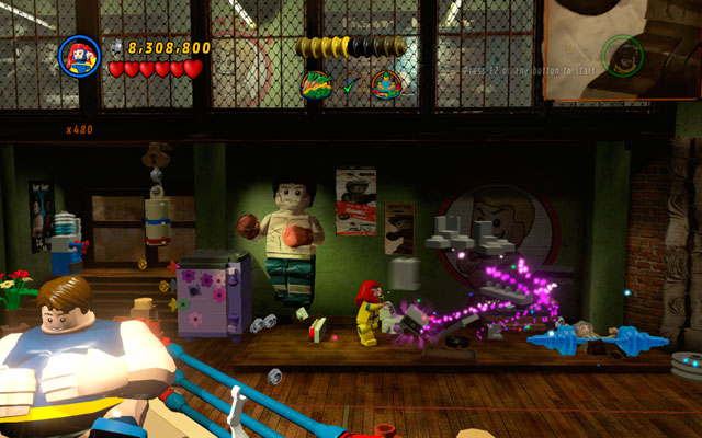 Now turn right, destroying all objects placed near to the wall - Put Up Your Dukes | Maps - Maps - LEGO Marvel Super Heroes Game Guide & Walkthrough