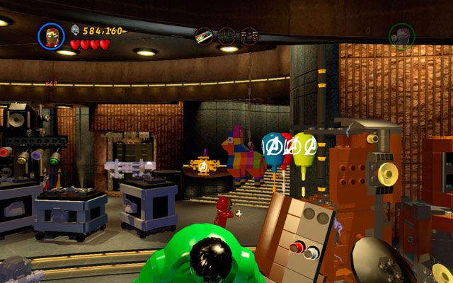 Second bunch is located behind Hulk, in the middle of the room - House Party Protocol | Deadpool Bonus Missions: Collectables - Deadpool Bonus Missions: Collectables - LEGO Marvel Super Heroes Game Guide & Walkthrough