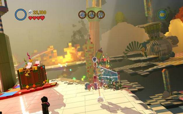 Destroy the transparent flags - Escape from Cloud Cuckoo Land - Golden manuals and pants - The LEGO Movie Videogame - Game Guide and Walkthrough