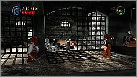 Put the object on the green floor panel in front of Jack's cell and release him - Port Royale - walkthrough - The Curse of the Black Pearl - LEGO Pirates of the Caribbean: The Video Game - Game Guide and Walkthrough