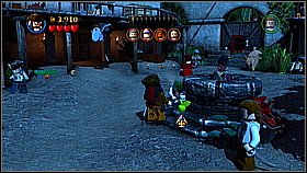 At the market look for two wheels and assemble them to the cart (one is near the well, the other near the wall) - Tortuga - walkthrough - The Curse of the Black Pearl - LEGO Pirates of the Caribbean: The Video Game - Game Guide and Walkthrough