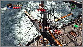 Bottle 6 and 7 - On the Black Pearl there is glass gap - destroy it using Syrena's scream - The Black Pearl Attacks - bottles - The Curse of the Black Pearl - LEGO Pirates of the Caribbean: The Video Game - Game Guide and Walkthrough