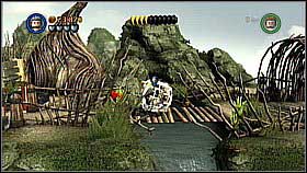 Go back using the tunnel and roll through the village till you find space for two spheres - Pelegosto - walkthrough - Dead Man's Chest - LEGO Pirates of the Caribbean: The Video Game - Game Guide and Walkthrough