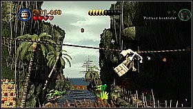 Use the bricks from the chest to build a wall to climb - Pelegosto - walkthrough - Dead Man's Chest - LEGO Pirates of the Caribbean: The Video Game - Game Guide and Walkthrough