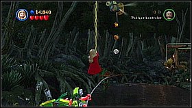 Bottle 2 - When the raft stops for the first time destroy silver objects (use character with a bomb or a long gun like Marty) and perform a double jump as a default female character to catch the liana - A Touch of Destiny - bottles - Dead Man's Chest - LEGO Pirates of the Caribbean: The Video Game - Game Guide and Walkthrough