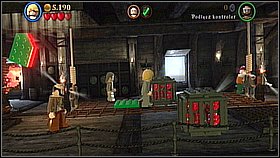 Go downstairs like you would like to reach the screen and destroy the shelf on the left - Kraken - walkthrough - Dead Man's Chest - LEGO Pirates of the Caribbean: The Video Game - Game Guide and Walkthrough