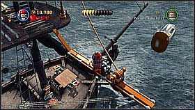 Bottle 6 - You will find it on the side of the ship - you can get it jumping down from the bars - Kraken - bottles - Dead Man's Chest - LEGO Pirates of the Caribbean: The Video Game - Game Guide and Walkthrough