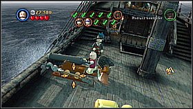 Go on the deck and hit the helm three times to release Will - Davy Jones Locker - walkthrough - At World's End - LEGO Pirates of the Caribbean: The Video Game - Game Guide and Walkthrough