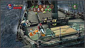 Bottle 7 - On the lower mast there is a switch to activate it with the sword - Davy Jones' Locker - bottles - At World's End - LEGO Pirates of the Caribbean: The Video Game - Game Guide and Walkthrough