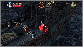 Bottle 9 - On the other ship destroy the silver bricks (Marty) which block the way to the stairs - Norrington's Choice - bottles - At World's End - LEGO Pirates of the Caribbean: The Video Game - Game Guide and Walkthrough