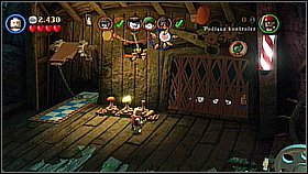 Bottle 1 - When you rebuild the statue/armor for the pirate in the orange turban destroy it (Marty) - The Brethren Court - bottles - At World's End - LEGO Pirates of the Caribbean: The Video Game - Game Guide and Walkthrough