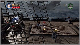 Set fire to a cannon using the torch and shoot - Maelstrom - walkthrough - At World's End - LEGO Pirates of the Caribbean: The Video Game - Game Guide and Walkthrough