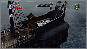Bottle 3 - In the first part of the level look through the spyglass for the second time and look for the pirate girl - Maelstrom - bottles - At World's End - LEGO Pirates of the Caribbean: The Video Game - Game Guide and Walkthrough