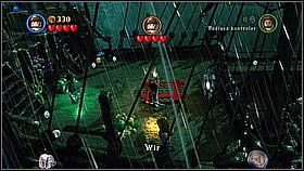 Bottle 9 - Use the cannon on the right to shoot at the cage hanging on the other side of the ship - Maelstrom - bottles - At World's End - LEGO Pirates of the Caribbean: The Video Game - Game Guide and Walkthrough