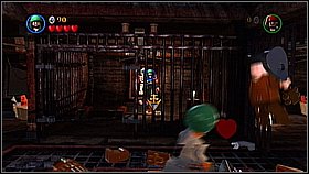 In the cell roll onto the mechanism in the floor and turn it - Queen Annes Revenge - walkthrough - On Stranger Tides - LEGO Pirates of the Caribbean: The Video Game - Game Guide and Walkthrough