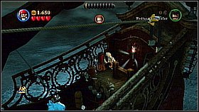 Slide using the rope on the right - Queen Annes Revenge - walkthrough - On Stranger Tides - LEGO Pirates of the Caribbean: The Video Game - Game Guide and Walkthrough