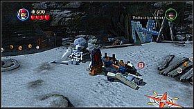 Destroy the boat lying upside down [1] and build a new object using the bricks - Whitecap Bay - walkthrough - On Stranger Tides - LEGO Pirates of the Caribbean: The Video Game - Game Guide and Walkthrough