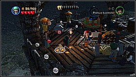 In the tower go upstairs and take the torch - Whitecap Bay - walkthrough - On Stranger Tides - LEGO Pirates of the Caribbean: The Video Game - Game Guide and Walkthrough