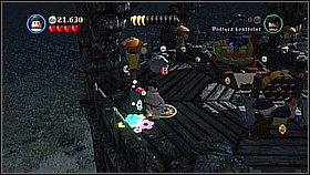 Bottle 9 - In the tower use Blackbeard's power to open the red and black door on the side - Whitecap Bay - bottles - On Stranger Tides - LEGO Pirates of the Caribbean: The Video Game - Game Guide and Walkthrough