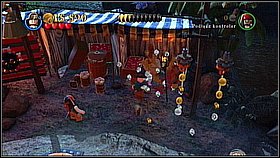 Behind the gate go left and destroy the rectangle object - use it build the chairs - A Spanish Legacy - walkthrough - On Stranger Tides - LEGO Pirates of the Caribbean: The Video Game - Game Guide and Walkthrough
