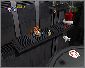 After defeating a large group of stormtroopers build a grapple point and jump to the other side - Betrayal Over Bespin - Story Mode - Episode V - LEGO Star Wars II: The Original Trilogy - Game Guide and Walkthrough
