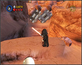 At the very beginning of the level, find a passage shown to the left - Through the Jundland Wastes - Freeplay Mode - Episode IV - LEGO Star Wars II: The Original Trilogy - Game Guide and Walkthrough