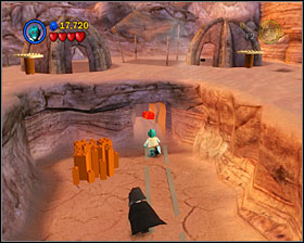 The wagon destroyed the door blocking the way to the power brick - Through the Jundland Wastes - Freeplay Mode - Episode IV - LEGO Star Wars II: The Original Trilogy - Game Guide and Walkthrough