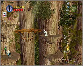 A little bit further from #2, after the next bridge, use the Force on the wooden platform to lower it - The Battle of Endor - Freeplay Mode - Episode VI - LEGO Star Wars II: The Original Trilogy - Game Guide and Walkthrough
