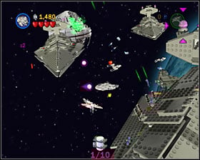 Near one of the star destroyers (screen) - Into the Death Star - Freeplay Mode - Episode VI - LEGO Star Wars II: The Original Trilogy - Game Guide and Walkthrough