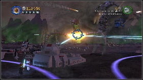 Once you have three bases, enter one of the tanks and start shooting the golden armour on the beast's throat with the laser [1] - Epilogue - Story mode - LEGO Star Wars III: The Clone Wars - Game Guide and Walkthrough