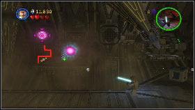 Afterwards use the Force to pick up a torpedo [1] and use it on the purple shield [2] - General Grievous - p. 4 - Story mode - LEGO Star Wars III: The Clone Wars - Game Guide and Walkthrough