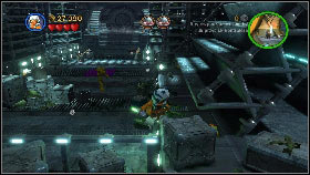 Jump onto the wall on the right and wait for the robot to destroy the big brick [1] - General Grievous - p. 2 - Story mode - LEGO Star Wars III: The Clone Wars - Game Guide and Walkthrough
