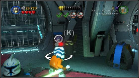 Move to the next room [1] and use the robot on the panel on the right [2] - General Grievous - p. 1 - Story mode - LEGO Star Wars III: The Clone Wars - Game Guide and Walkthrough