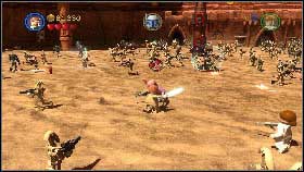 The next enemy will be Jango Fett, flying over the arena - Prologue - Story mode - LEGO Star Wars III: The Clone Wars - Game Guide and Walkthrough