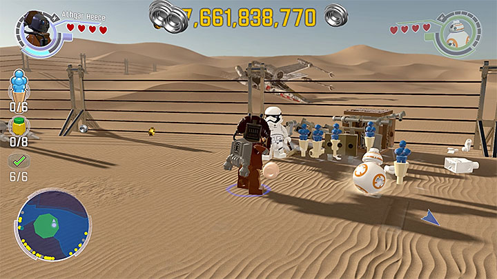 Treats are marked in the game, which makes it easier to find them - Jakku collectibles & minor missions map - Maps - LEGO Star Wars: The Force Awakens Game Guide