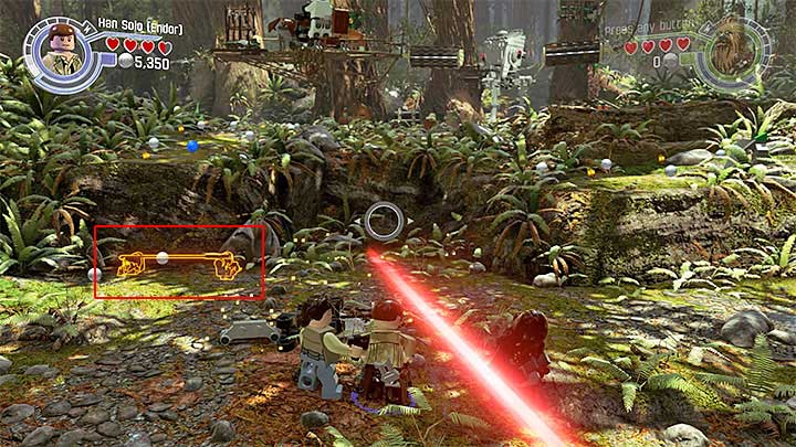 You have to construct a trampoline on the left side. - Prologue - The Battle of Endor | Walkthrough - Story Mode - LEGO Star Wars: The Force Awakens Game Guide